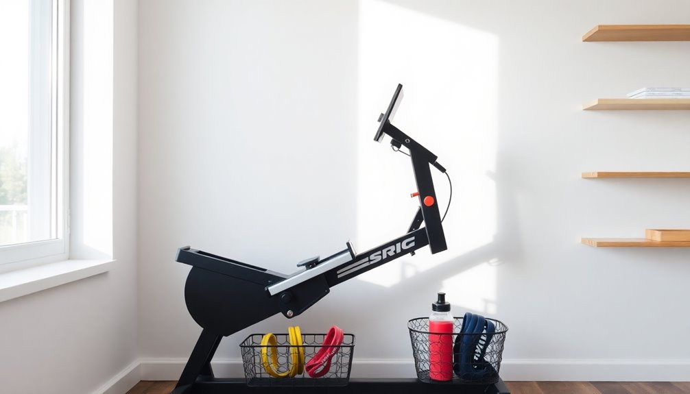 compact rowing machine storage