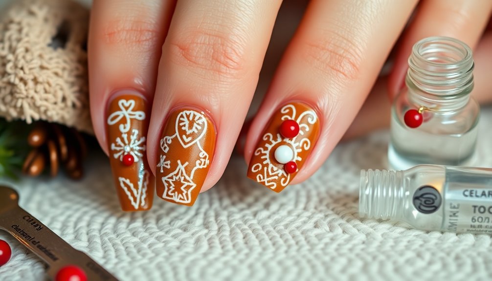 gingerbread nail design care