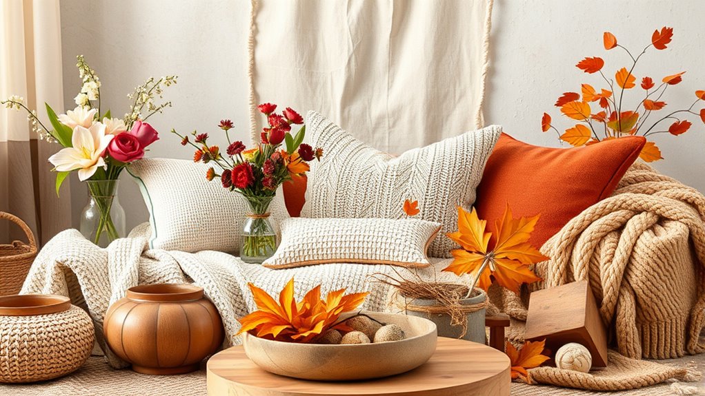 autumn textured decor elements