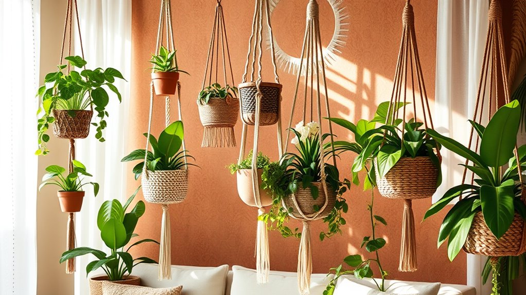 eclectic textured planter displays