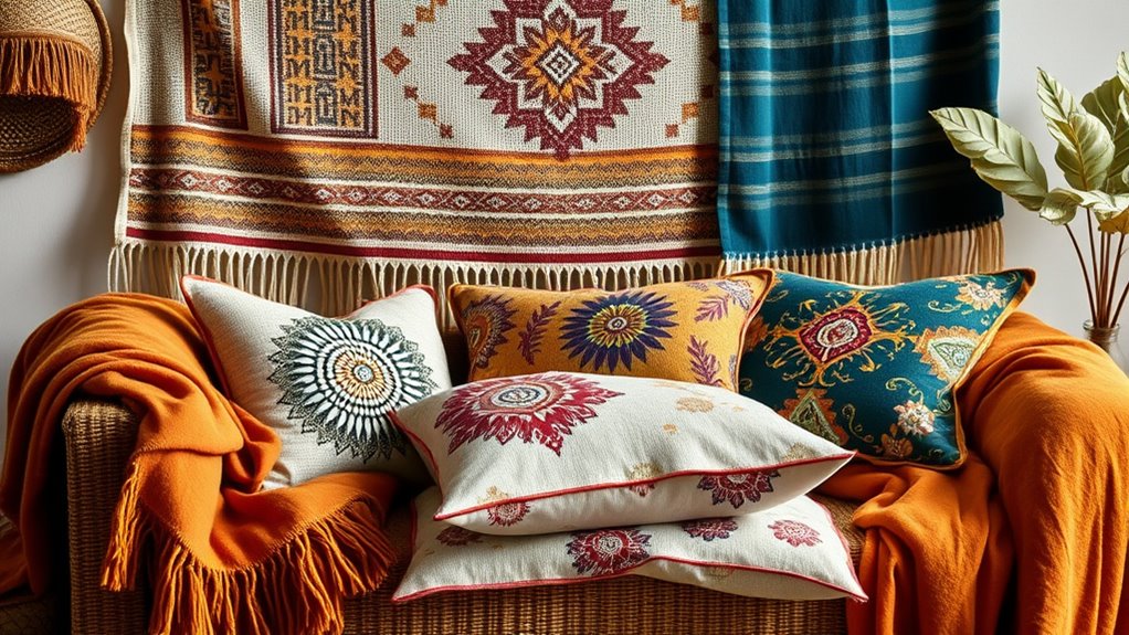 natural fabrics and eclectic patterns