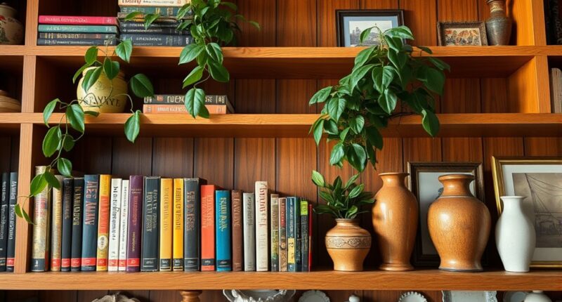 decorating shelves with books