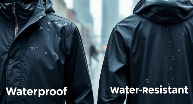 waterproof versus water resistant
