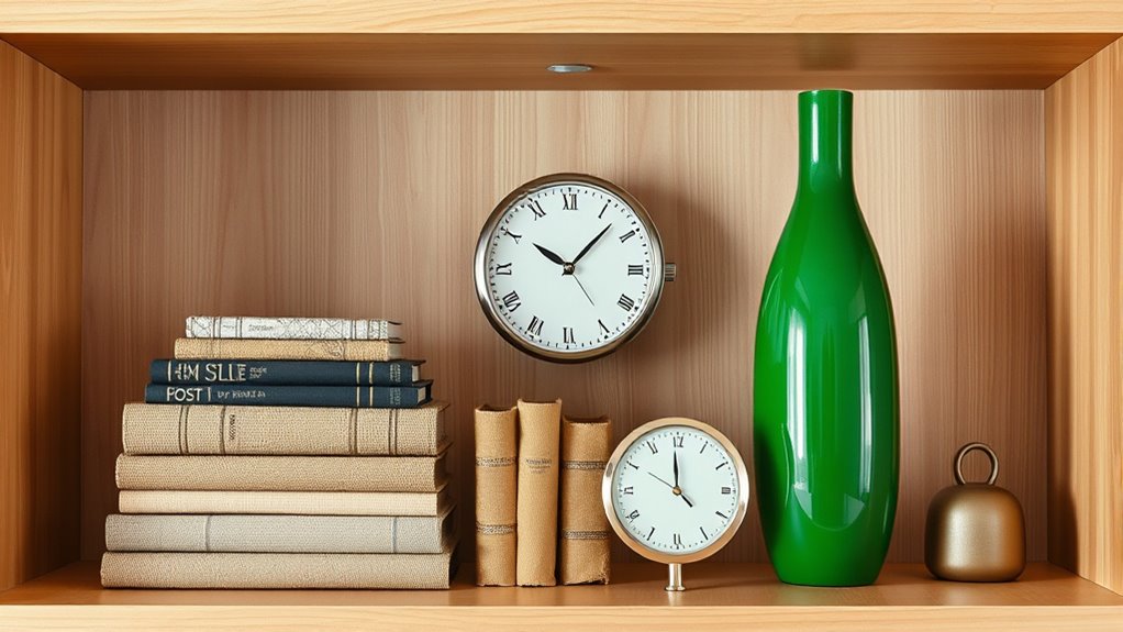 balanced harmonious shelf styling