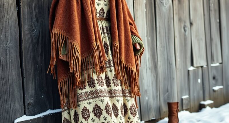 boho winter outerwear layers