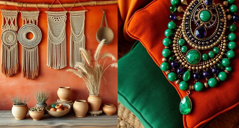 earthy and jewel tone boho