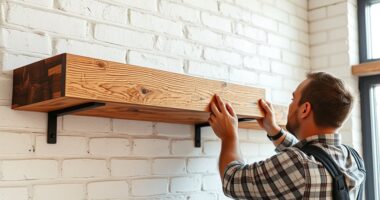 installing reclaimed wood shelves