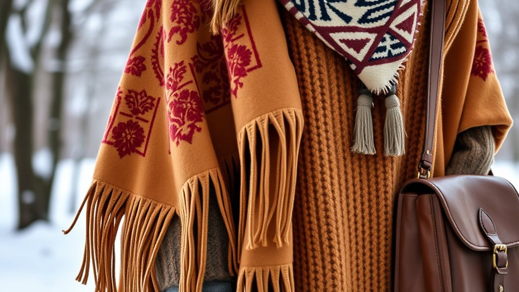 layered boho winter outfits