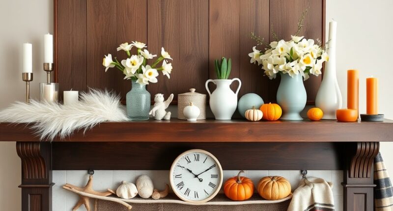 seasonal mantel decor changes