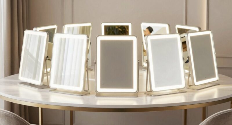 top large lighted rechargeable mirrors