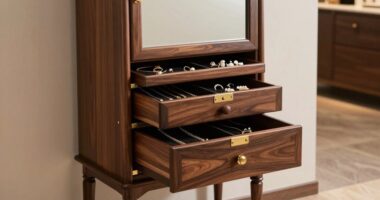 top lockable mirror jewelry armoire