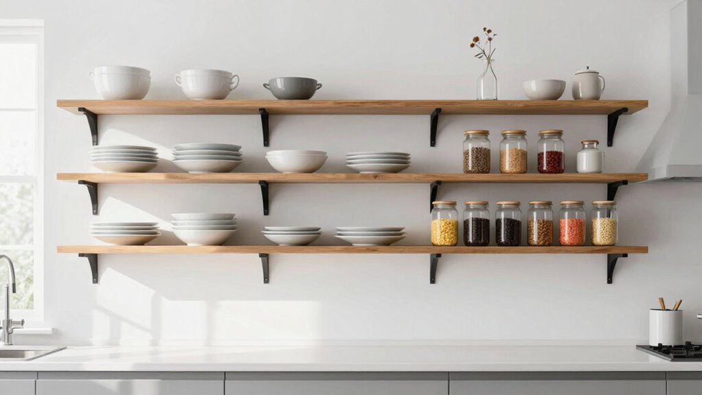 balanced intentional shelving arrangement