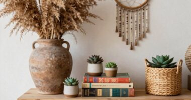 boho shelf styling ratio