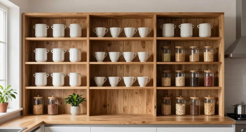 organized open shelving tips
