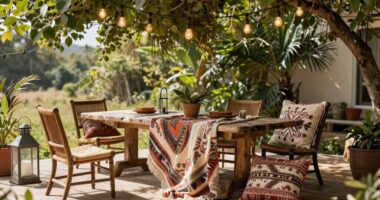 weatherproof outdoor boho setup