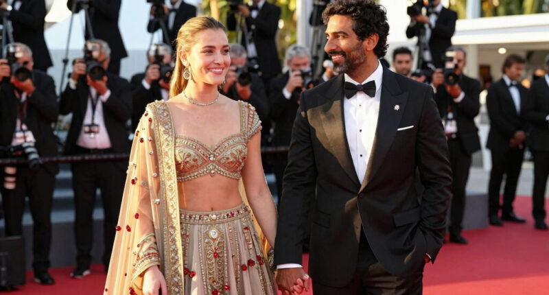 Halsey and Fiancé Avan Jogia Coordinate in Rahul Mishra Couture at Gold Gala