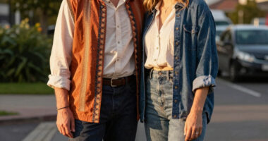 Swift and Kelce outfits by Northern Irish designer