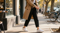 Black Pants And Sneakers Won't Look Dated If You Wear Them With This Chic-Girl Accessory Trend