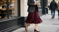 Pretty Outfit Tip: Wear This Blazer Trend And Closet-Toe Heel Trend With A Skirt In This Color